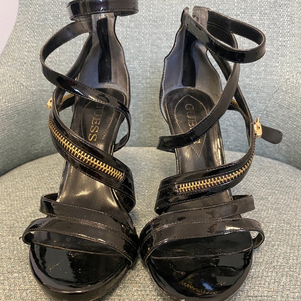 Sky High Black Patent Guess Heels